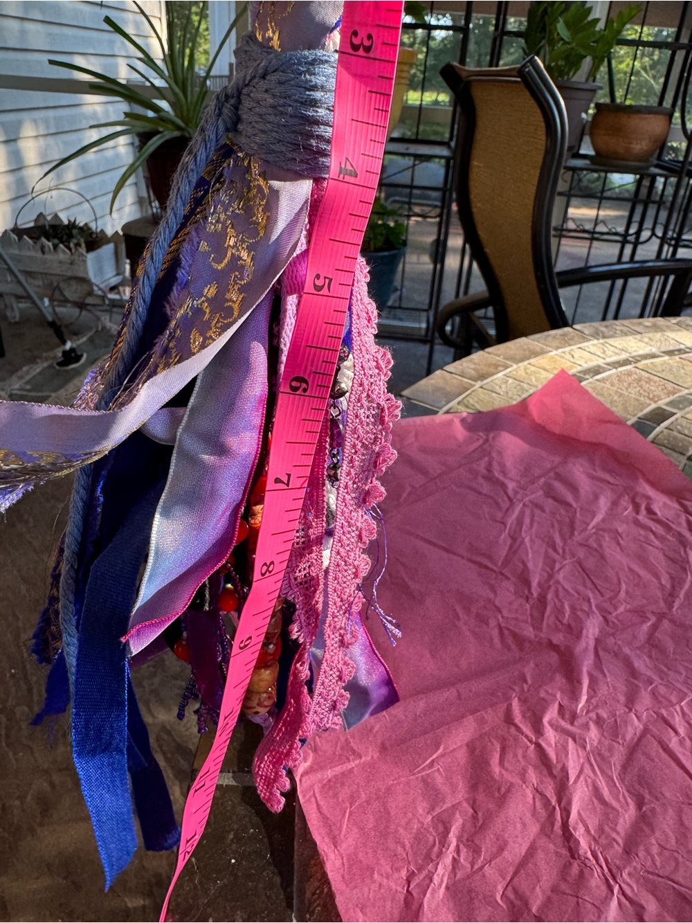 Purple & Pink Ribbon Tassel Purse/Key charm